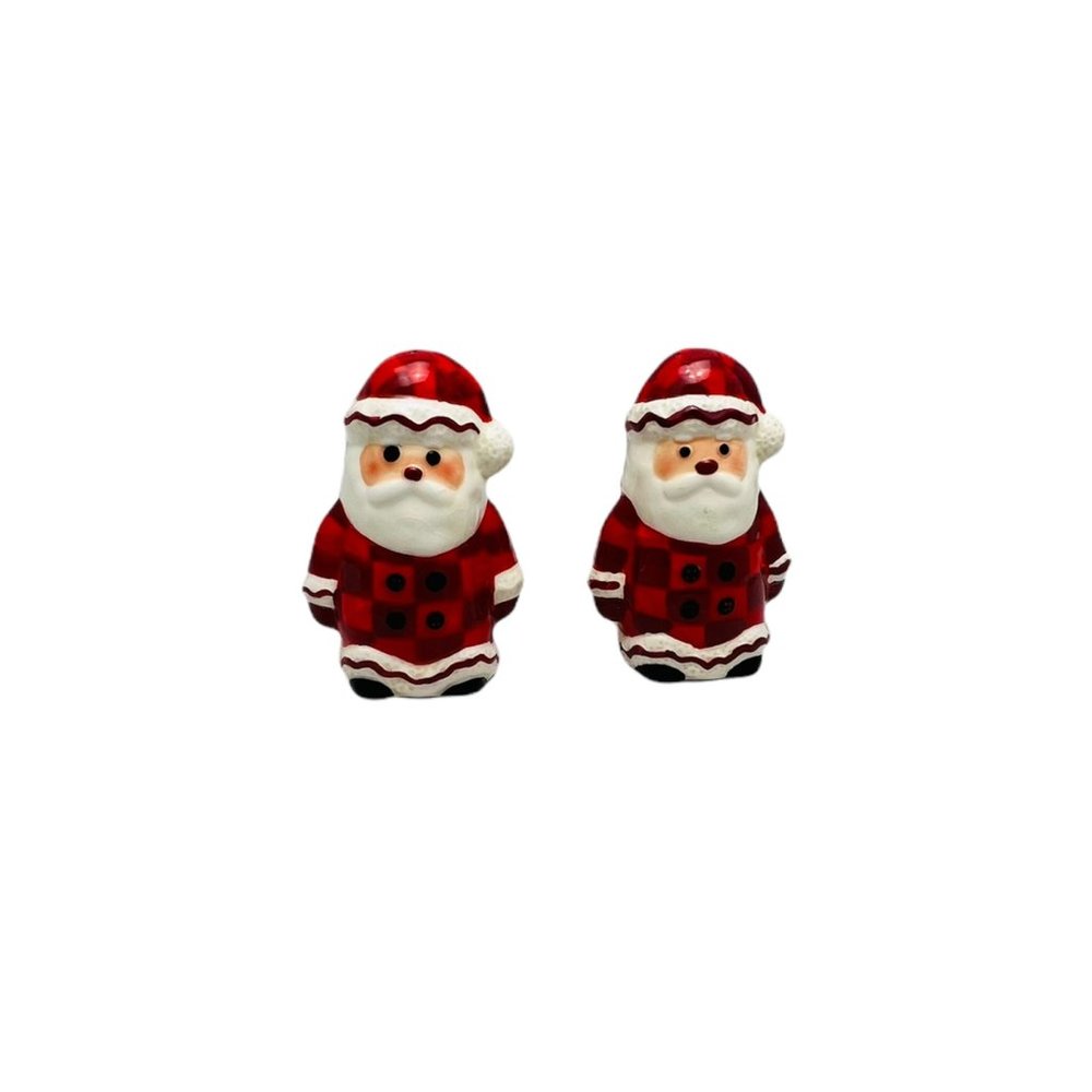 Vintage Santas Salt and Pepper Ceramic Set Holiday EUC 3.5 inches by 2.5 inch wi